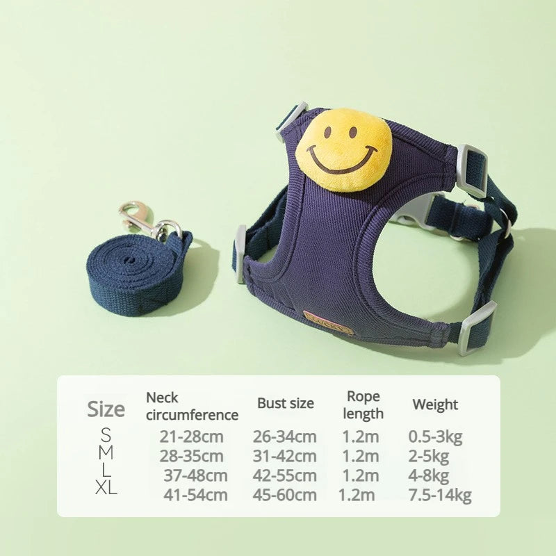 Dog Harness Leash Set Cartoon 3D Accessories Escape-Proof Chest Strap Puppy Cat Harness Pet Vest for Teddy Dogs Outdoor Walking