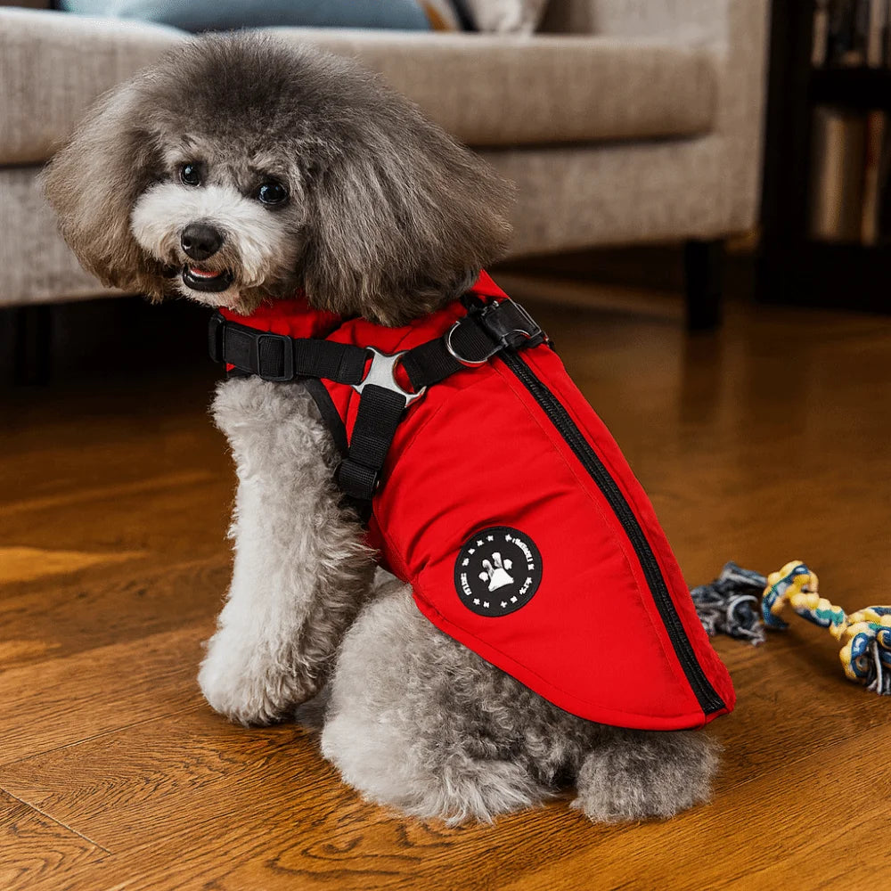 Waterproof Adjustable Dogs Down Clothes Thicken Windproof Winter Dog Clothes with Harness Warm Dog Coat for Dogs Cats