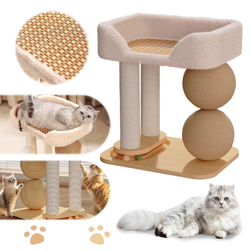 Cat Climbing Frame with Sisal Ball Cat Jumping Platform Breathable Integrated Sisal Bed Pet Supplies Climbing Frame