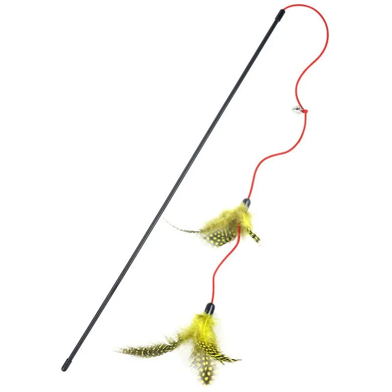 Cat Toy Feather Cats Sticks Cat Toys Interactive Double Feather Toys Cats Teasing Kitten Teaser Stick with Bell Toy Pet Products
