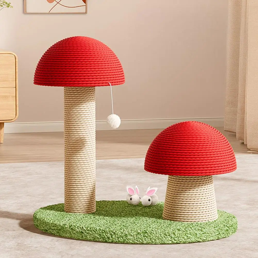 Mushroom Shaped Cat Tree Mushroom Cat Scratching Post with Sisal Rope Vertical Climbing Tree Ergonomic Scratcher Pad for Indoor