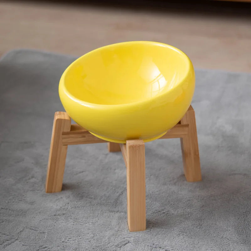 Ceramic Cat/Dog Bowl Food Bowl Neck Protection Slanted Mouth Cat Drinking Bowl Elevated
