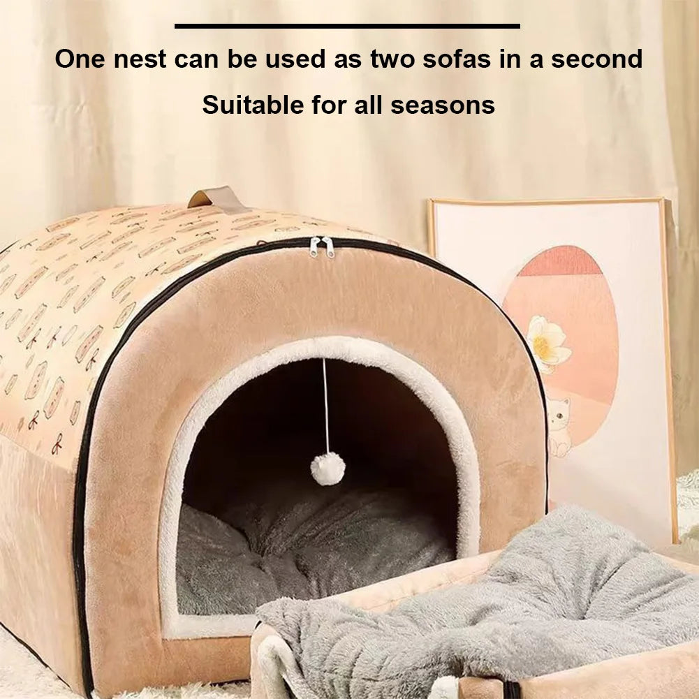 Dog Kennel Detachable Warm Winter Dog House Mat Washable Dog Cave Shelter Comfortable Soft Tent Dog House Dogs Cats Pet Supplies