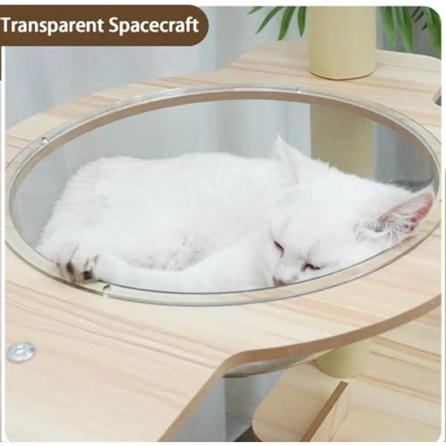 59.1-Inch Green Cat Tree for Indoor Cats with Large Adult Cat Condos Cat Scratchers Plush Jumping Platform Hanging Ball Cat Ham