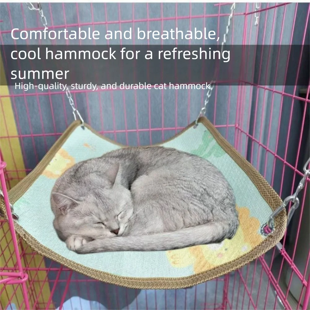 Double-sided Cat Hammock Bed Breathable Wear Resistant Pet Cage Hammock with Hanging Hook Durable Cat Swinging Nest