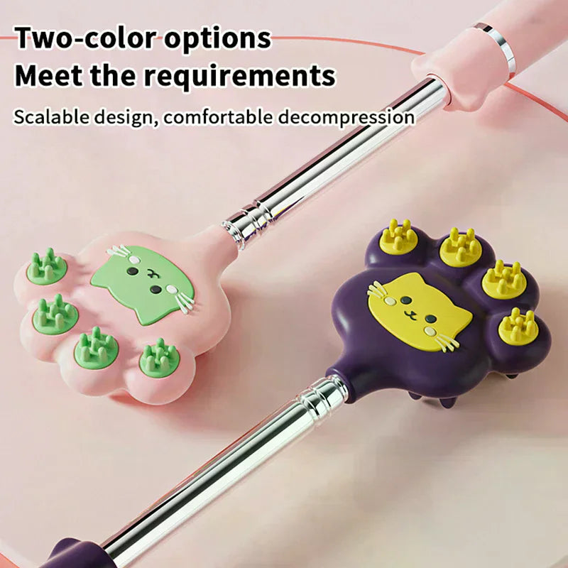 Stainless Steel Stretchable Itchy Scratch Cuet Cat Paw Scratcher With Magnetic Ball Telescopic Back Scratch Tool Point Massage