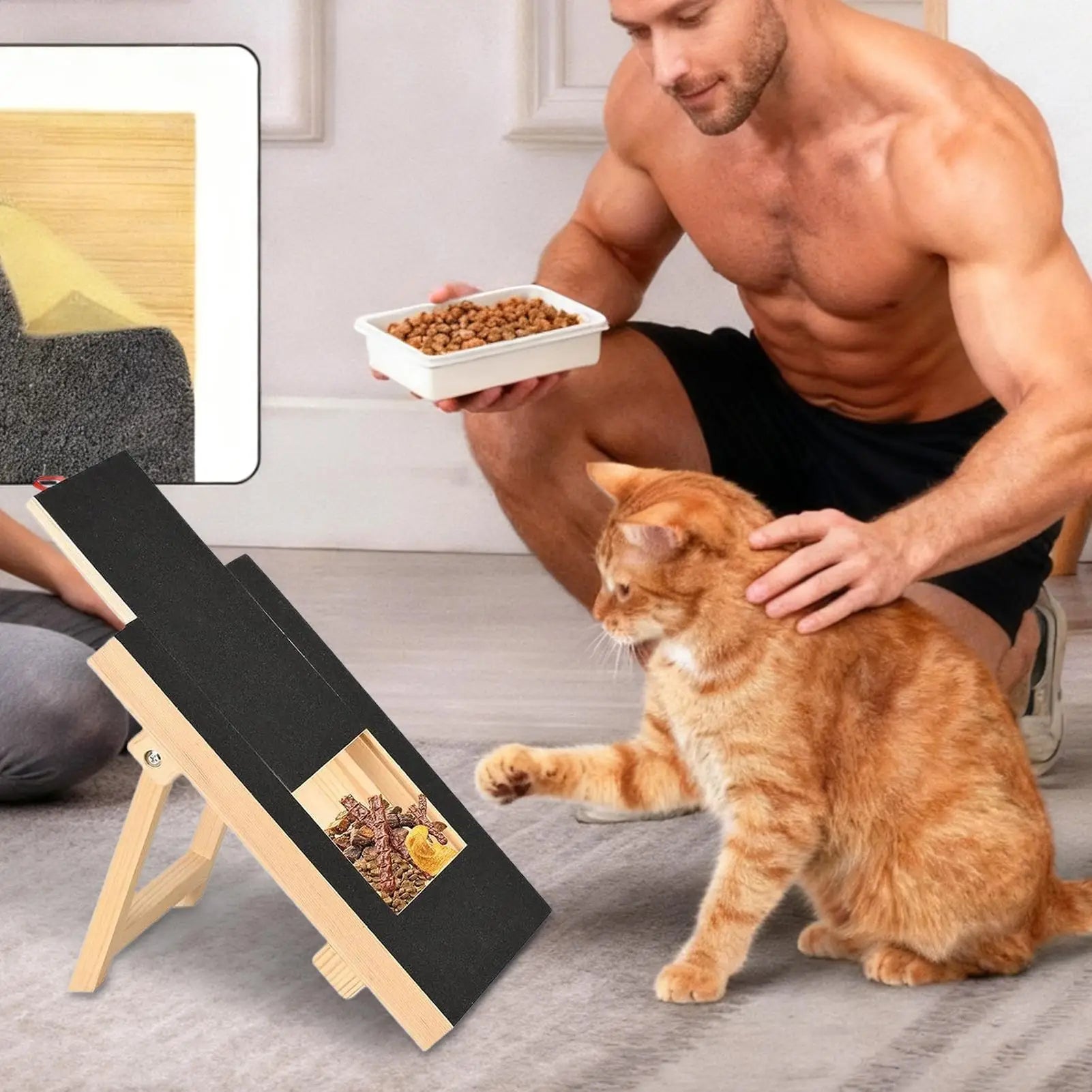 Dog Nail Scratch Board Furniture Protection with Treat Box Dog Nail Board Scratch Pad for Small Medium Large Breeds Living Room