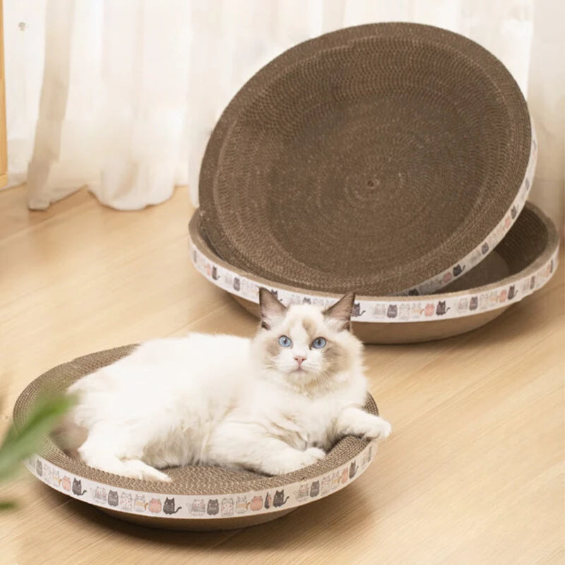 New Cat Scratcher Cat Scratcher Round Oval Corrugated Cardboard Claw Grinding Interactive Toy Cat Bed Nest Cat Accessories