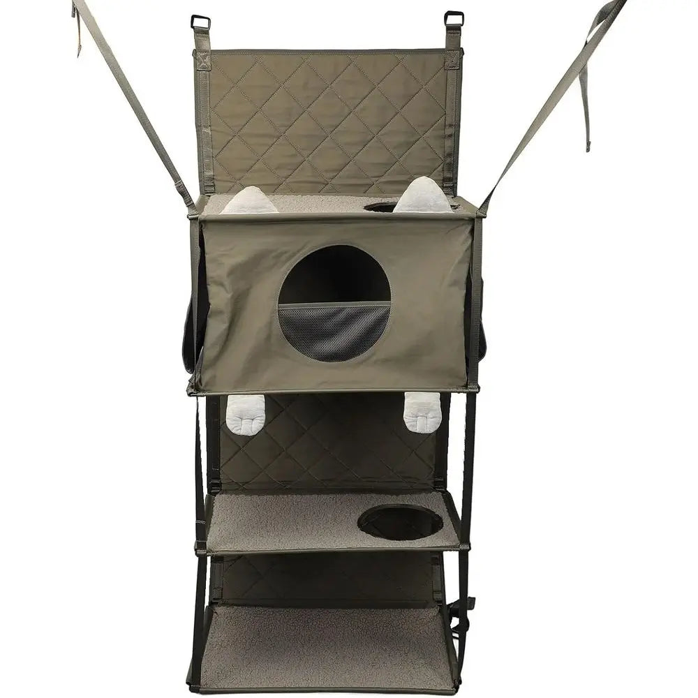 Multi-Level Door-Mounted Cat Tower with Hammock and Toys for Indoor Feline Fun