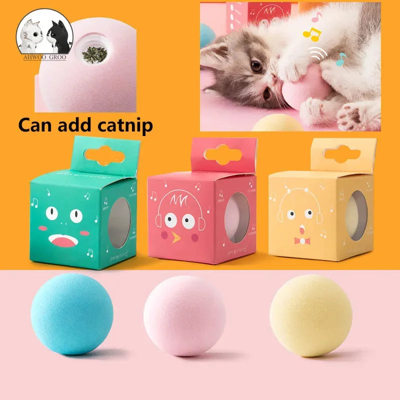 Cat Training Toy Pet Playing Ball Pet Squeaky Supplies Smart Cat Toys Interactive Ball Catnip Kitten Kitty Products Toy for Cats