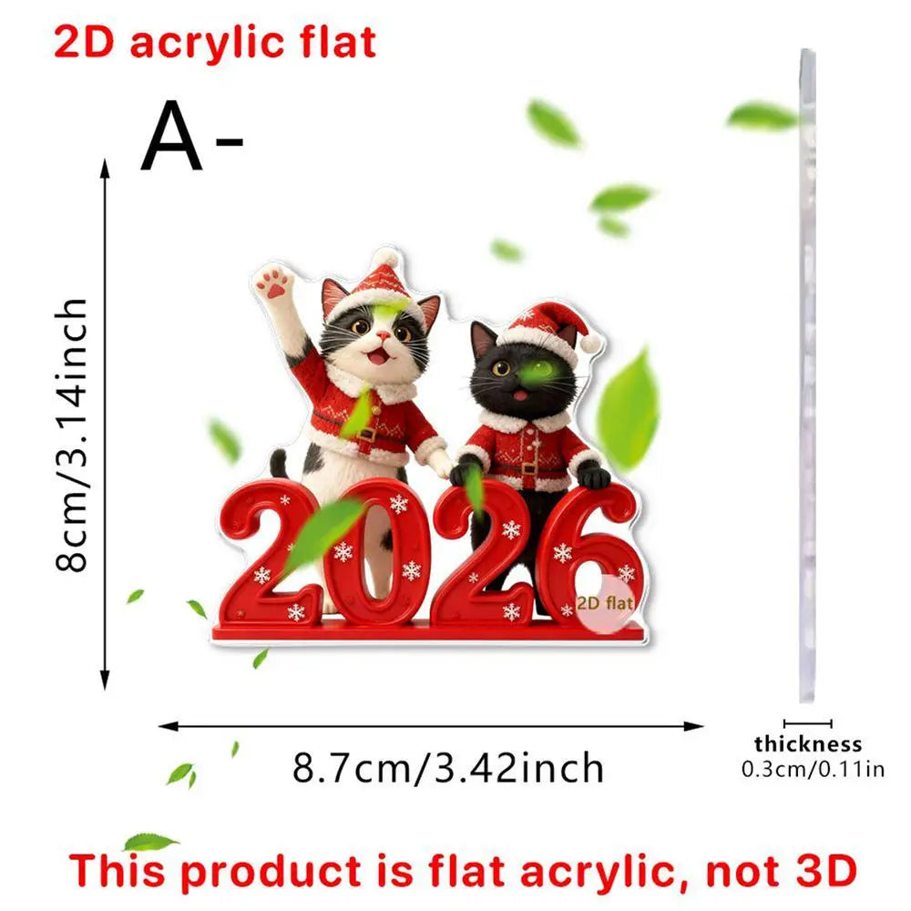 2D Flat Christmas Cat Decoration Pendant Christmas Tree Decorations 2D Cute Cat Pendants Decorative Small Kitten Tree Ornament