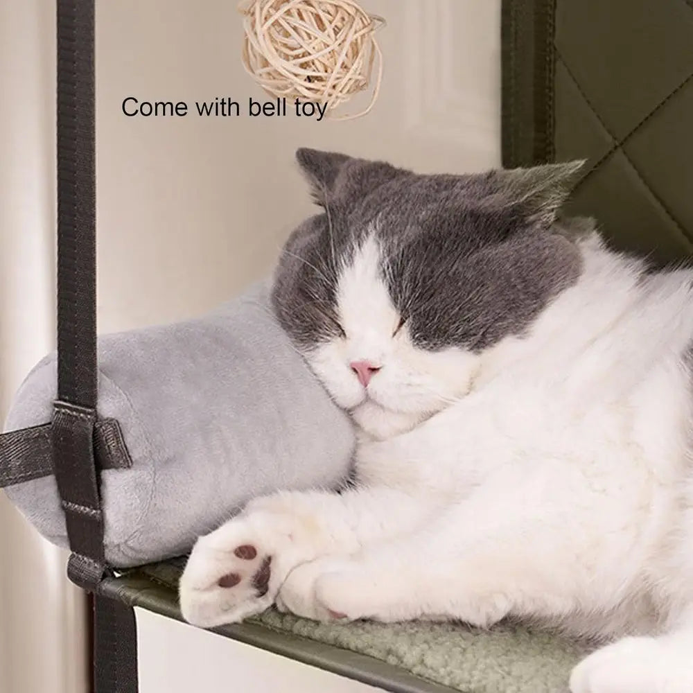 Multi-Level Door-Mounted Cat Tower with Hammock and Toys for Indoor Feline Fun