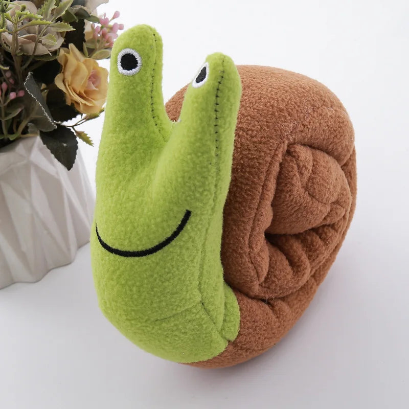 Snail shaped dog and cat toys, pet products, pet supplies, mats to hide food odors, training puzzles, and fun sniffing toys