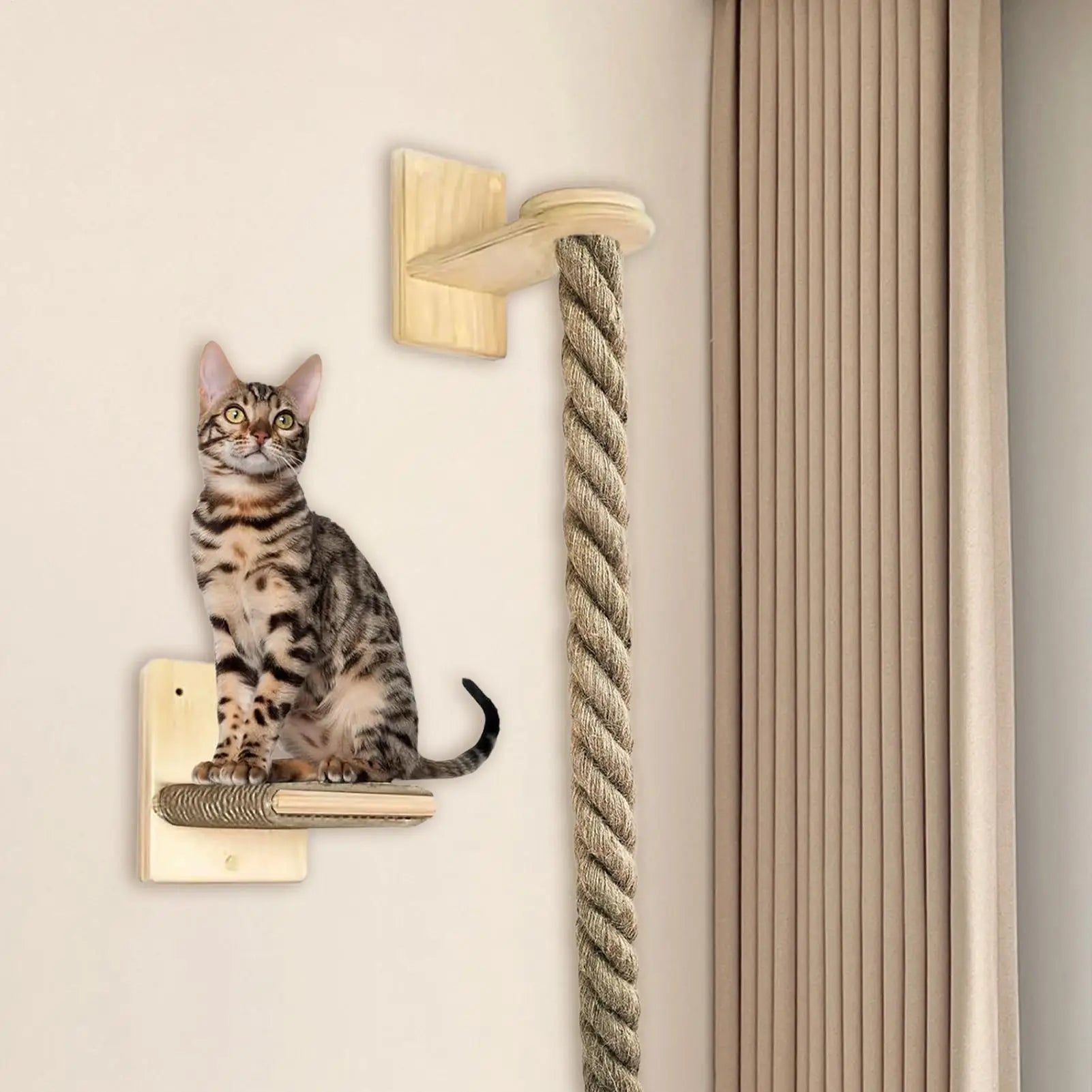 Climbing Rope for Cats Kitten Climbing Tower Toy Saving Pet Paw Grinding Ladders for Indoor Home Wall Mounted Kitten Resting