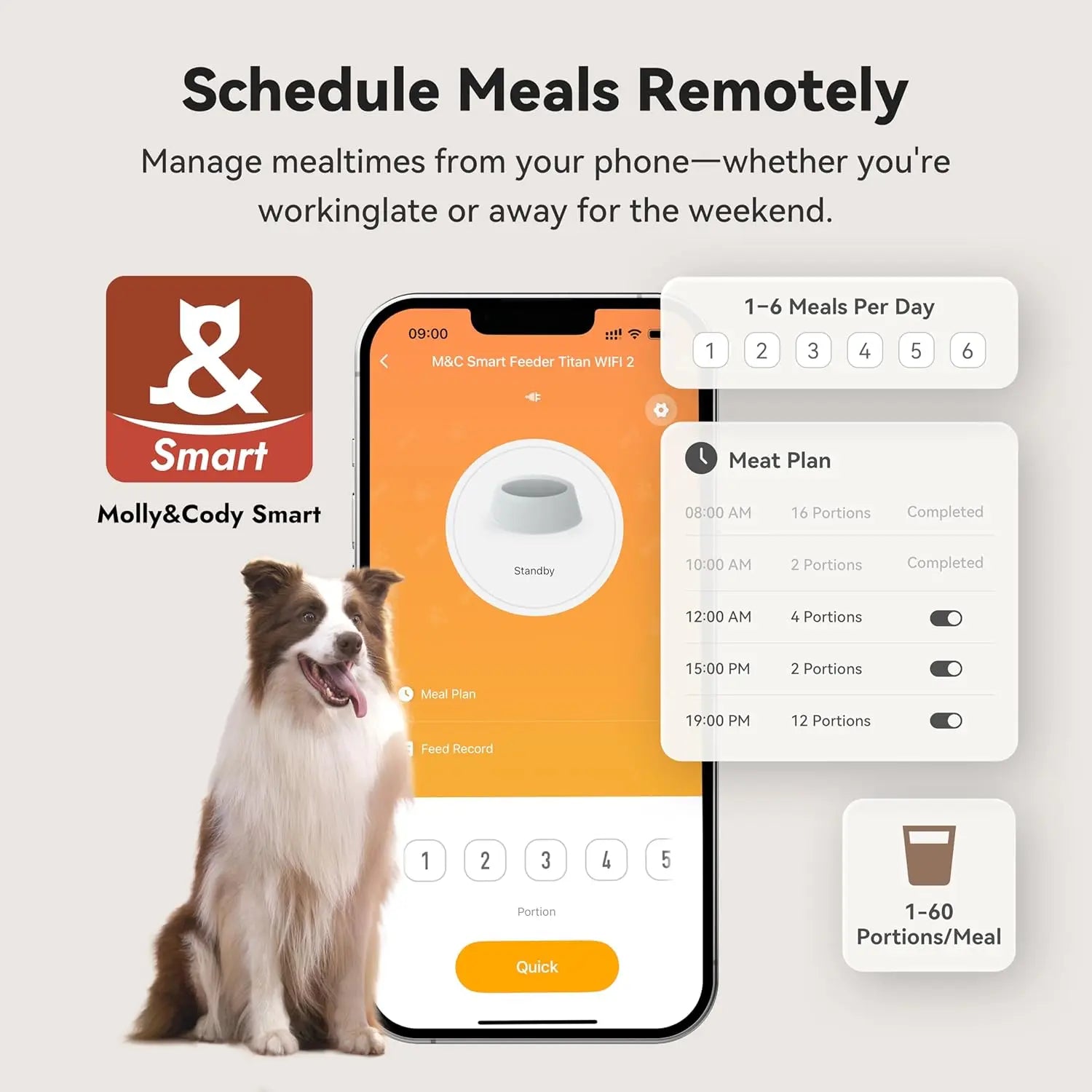 Automatic Dog Feeder for Large Dogs, 14L Capacity, Remote Feeding via App, Anti-Blockage System, Dual Power Supply