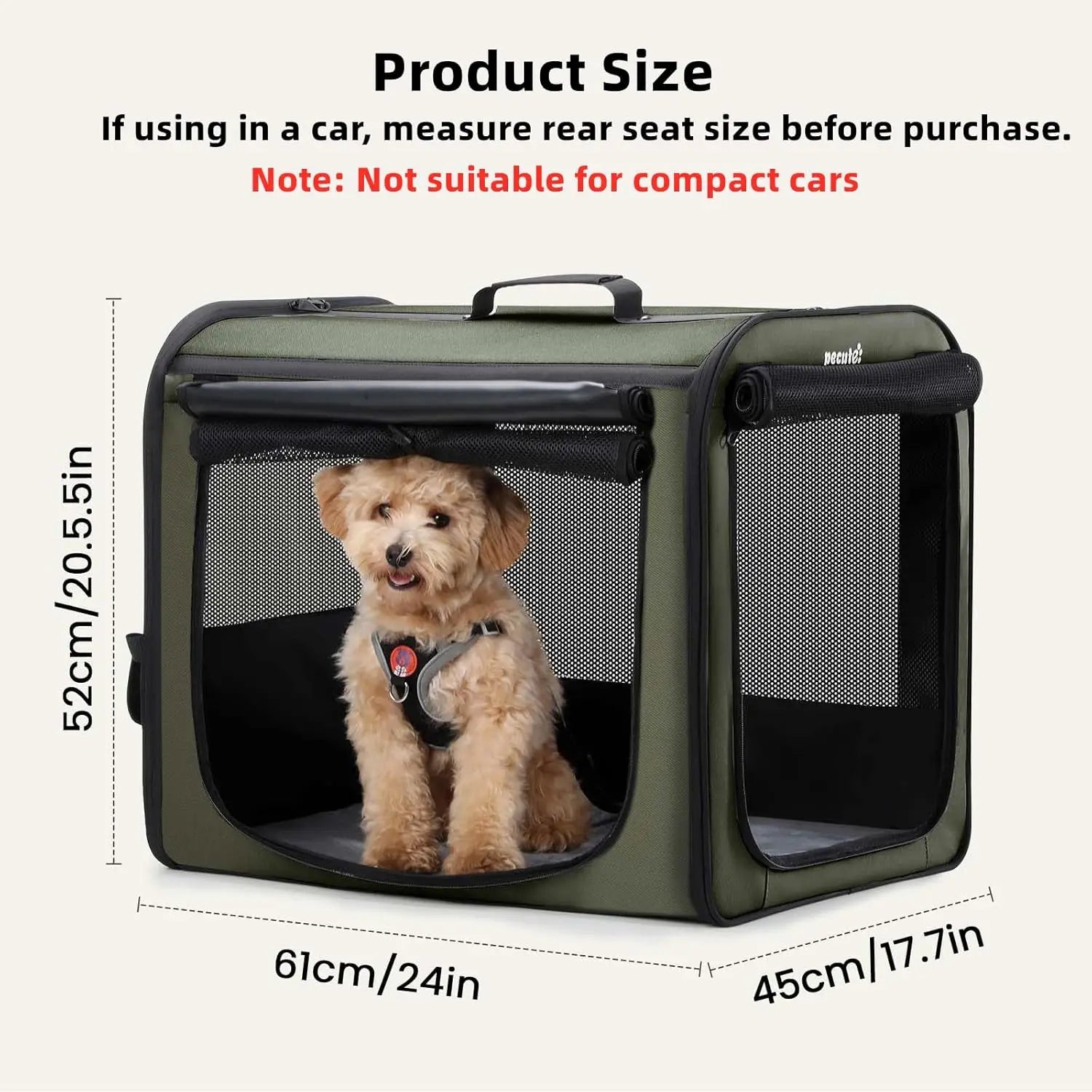 Lightweight Foldable Dog Carrier, Portable Pet Crate for Travel and Home Use, Breathable Design with Curtain
