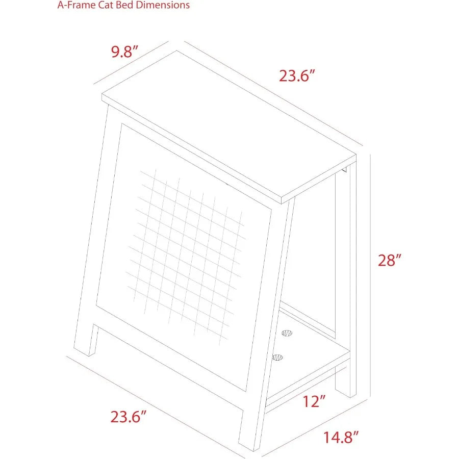 Wooden Cat Furniture Bed Scratching Post End Table with Durable Sisal Board Scratcher Pad for Kitty - Combines Stylish Home Dec