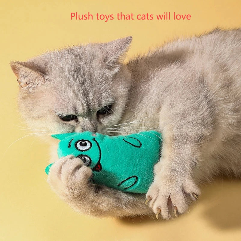 Cartoon cat and dog toy Bite resistant puppy plush doll Cat grinding teeth cleaning interactive toy