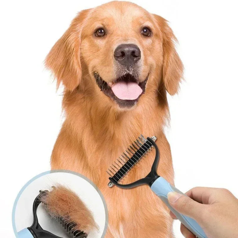 Pet Hair Removal Comb Dog Hair Removal Brush Stainless Steel Double Sided Pet Grooming Brush Removing Tangles Cat Accessories