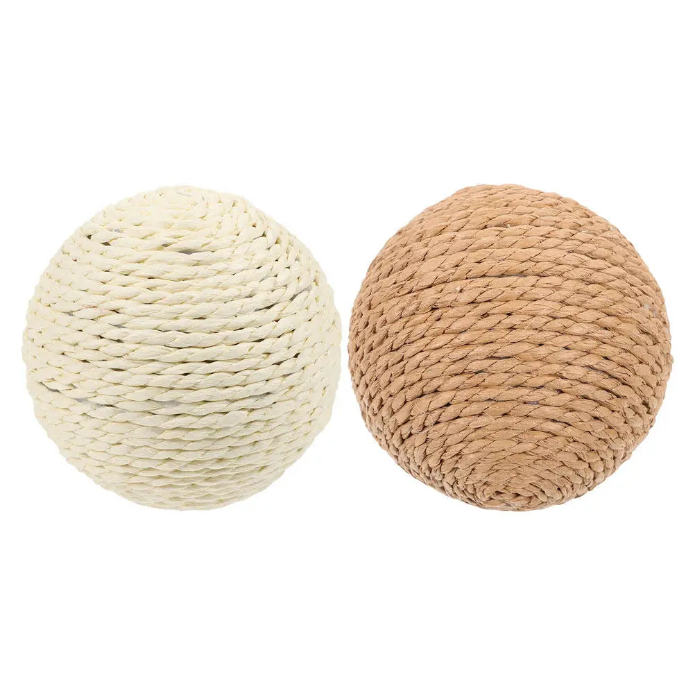 2Pcs Jute Scratching Ball for Cats Large Wear-Resistant Cat Scratcher Indoor Exercise Tool Reusable Pet Ball for Home Use