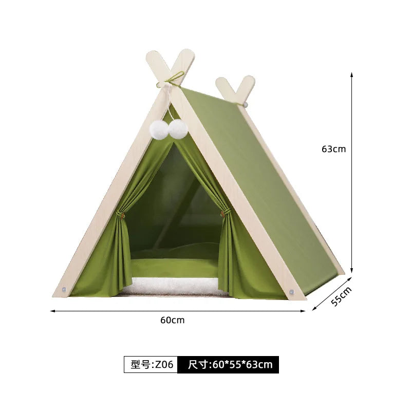 Removable Triangle Pet Bed Tent for Dogs & Cats Enclosed Design All Seasons Warm