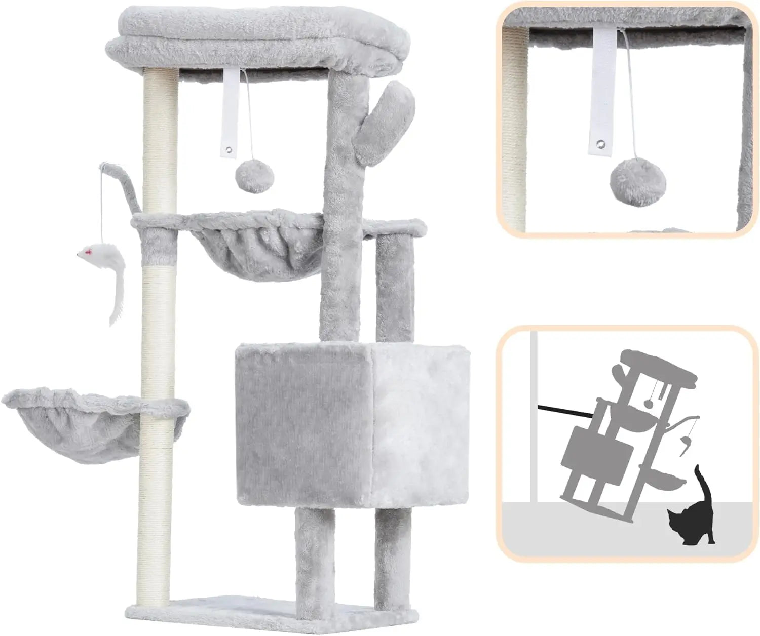 Cat Tree, 39.4 Inches Tower Condo with Scratching Post, Cat Tower for Indoor Cats, Fully Wrapped Sisal Pole, Soft Platform, 2