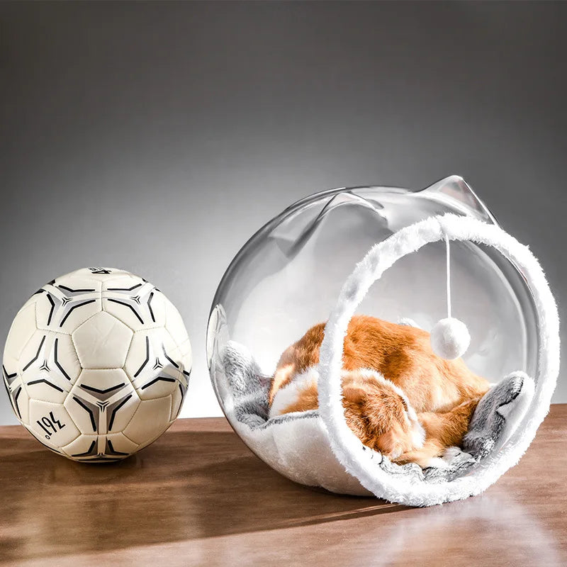 Semi-enclosed Breathable Cat Nest Space Capsule Plastic All-season Teases Cat Ball Carrier Transparent Villa Pet Furniture