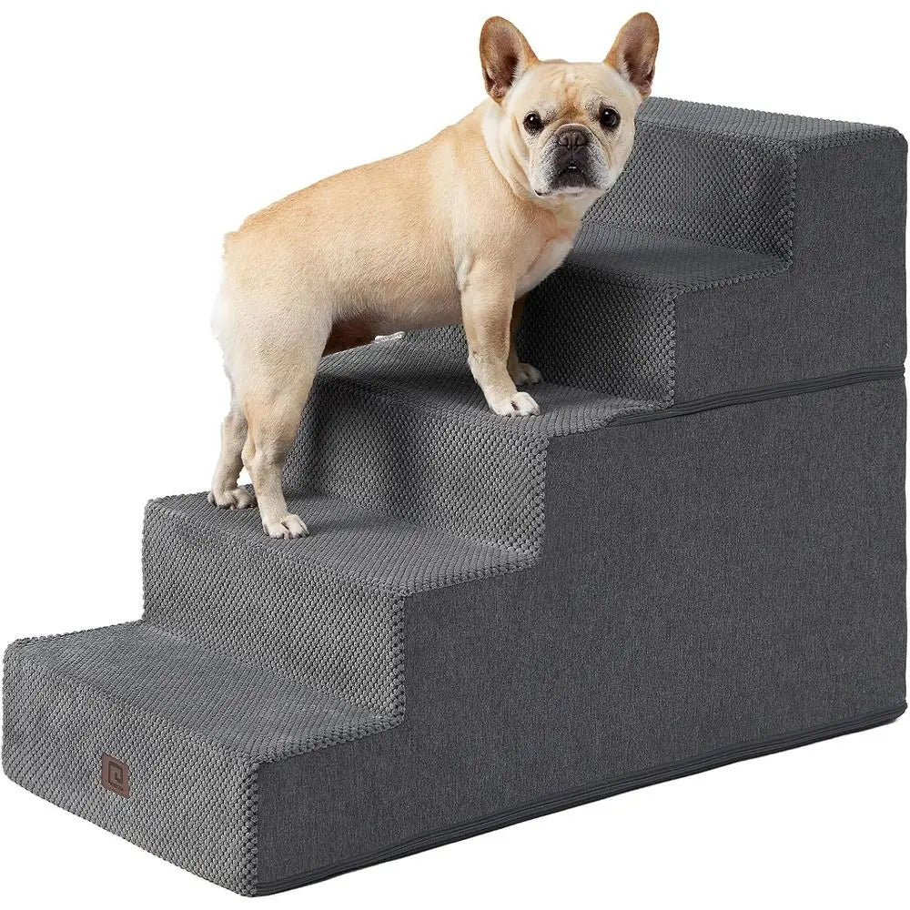 Dog Stairs or High Bed 25" H, 5-Step Extra Wide Dog Steps or Bed, Pet Steps or Small Dogs and Cats, Non-Slip Balanced Pet p Indo