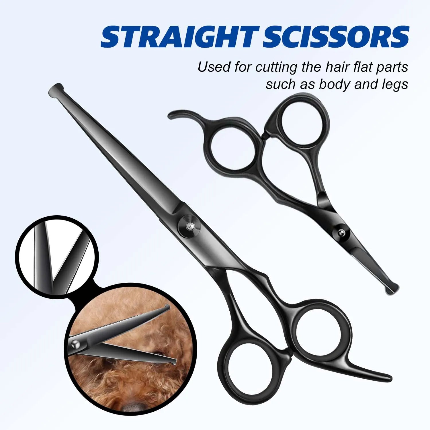 Stainless Steel Pet Grooming Scissors Set for Right Hand Users - 4 Piece Kit with Safety Round Tips for Dogs and Cats