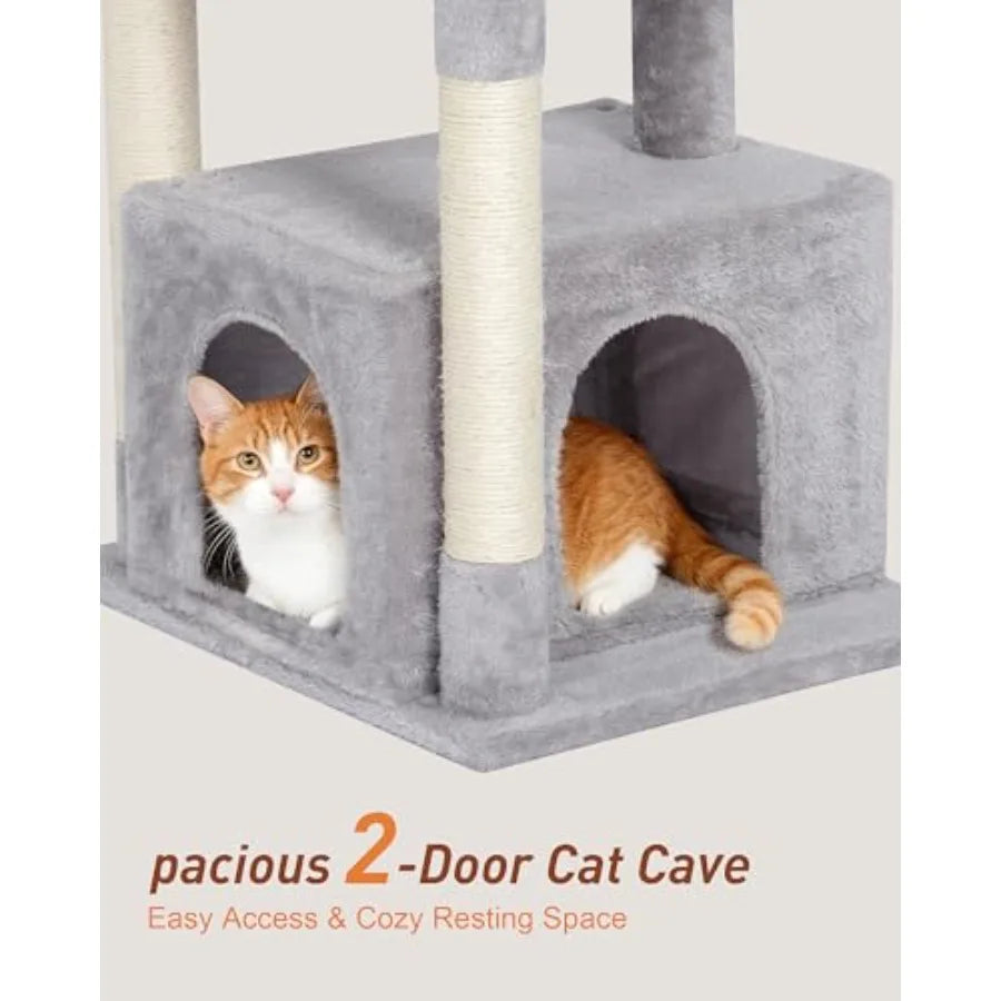 Cat Tree for Large Cat 19 * 15.8in Large Perch Bed for Adult Cats 23.6in Cat Tower with Scrathing Post Cat Condo with 2-Door fo
