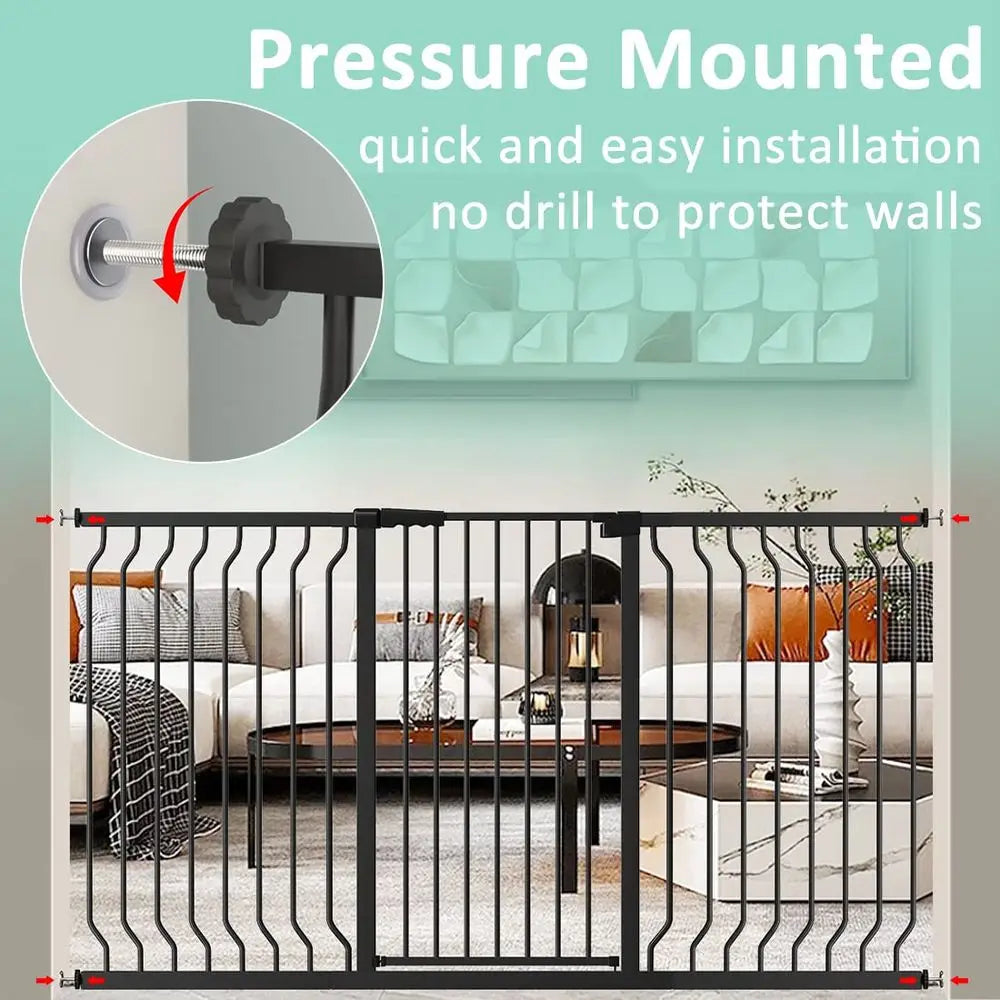 Black 40.55" Extra Tall Wide 29.92-62.60" Baby Gate Prure Mounted Walk Through Child Kids Saety Toddler Tension Pet Dog Gates wi