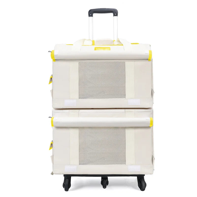 Pet dog stroller double-decker bus cat Dog transport bag large capacity two pairs spring-summer breathable pet carrier