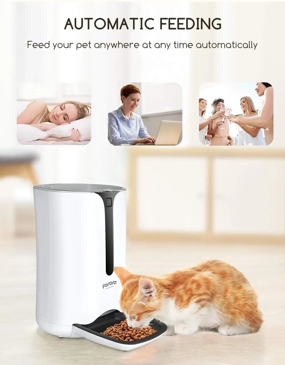 Automatic Pet Feeder with Timer, Voice Recorder & Portion Control for Cats and Small Dogs