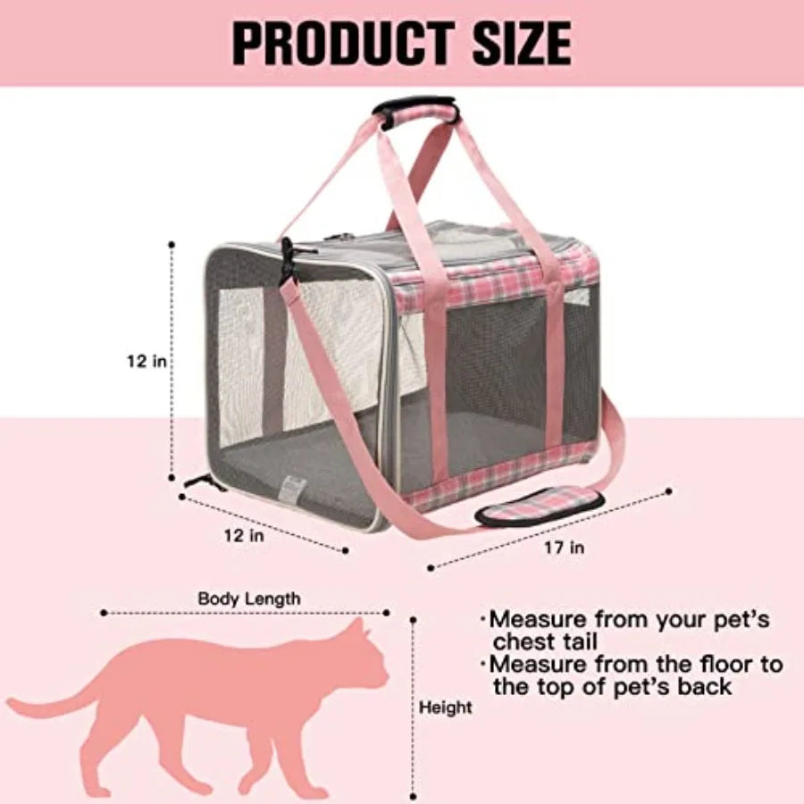 Large Cat Carrier Dog Carriers Soft for Small Medium Cats Puppies Up to 20lbs Airline Approved Pet Carrier Soft-Sided Collapsib