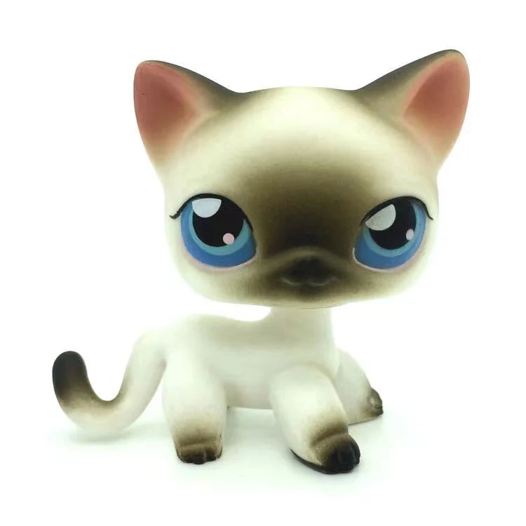 MINISO Rare littlest pet shop Bobble head toy Stands Short Hair Kitten with Mouse and necklace Old Animal Collection toy lps