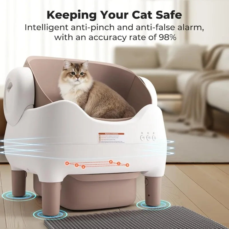 Self Cleaning Litter Box, Automatic Cat Litter Box with APP Control, Odor-Free Waste Disposal Includes Trash - Best
