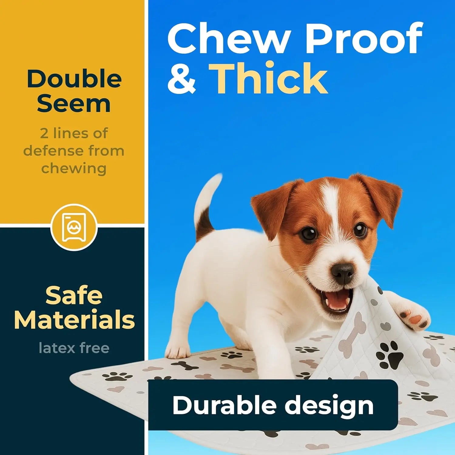 Washable Waterproof Dog Pee Pads - Reusable Anti-Slip Training Pads for Puppy Playpen, Crate, Potty (Pack of 6-34x36)