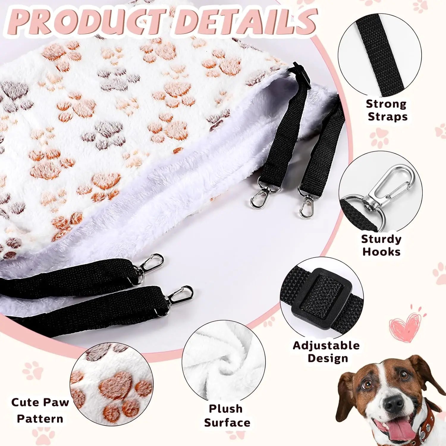 4 Pcs Cat Hammock for Cage Hanging Soft Pet Hammock Bed with Adjustable Straps and Metal Hooks Double Sided Bed for Large