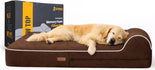 Extra Large Orthopedic Memory Foam Dog Bed with Pillow, Waterproof Liner & Removable Cover, 50"x34"x10", Brown