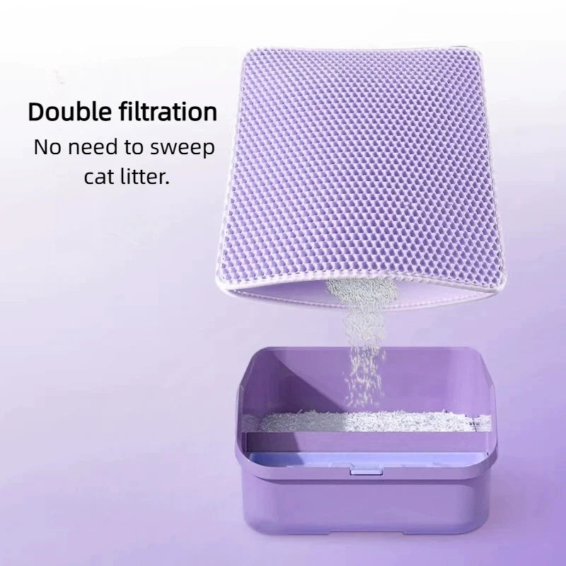 Purple Cat Litter Mat Double Layer Pet Non Slip Big Pet Litter Box Filter Mat Wear Resistant Waterproof Anti-slip Cat Litter Mat