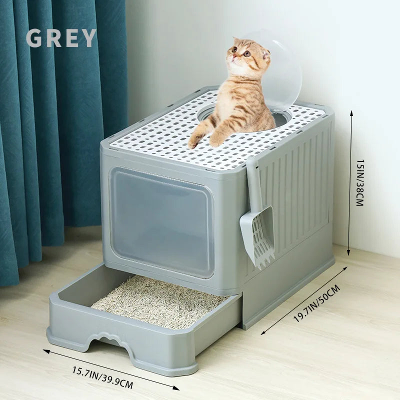 Cleaning Cat Litter Box Large Enclosed  Drawer Anti Splash Odor Control Cat Toilet XXL Indoor Easy Clean Shovel Cat Litter Box