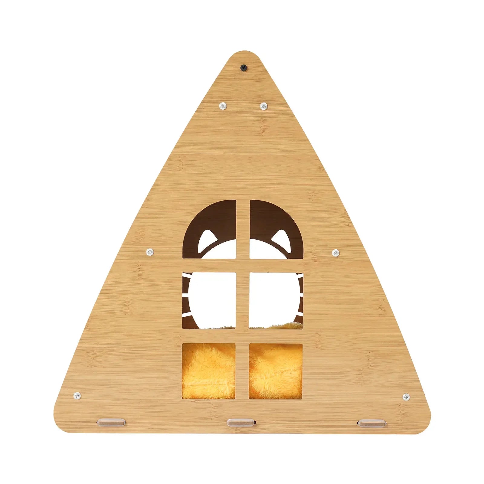 Corrugated Cardboard Cat Scratcher House—Triangle Shape, Rubber Ring+Screw Fixation(Stable), Enclosed Design, Easy Wipe Clean