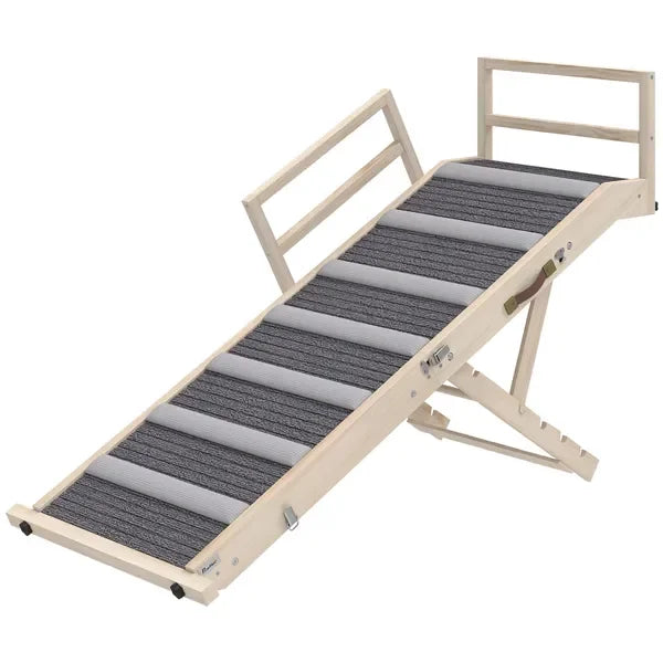 Dog Ramp, Folding Pet Ramp, 4 Adjustable Height from 15' to 19', Dog Step with Side Rails for Small to Large Pets