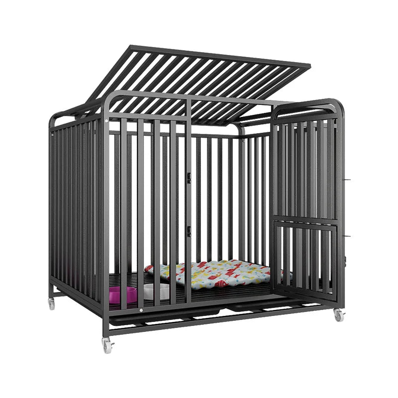 Heavy Duty Dog Crate Thickened Steel Frame Indestructible Kennel for Large High Anxiety with a single tube structure