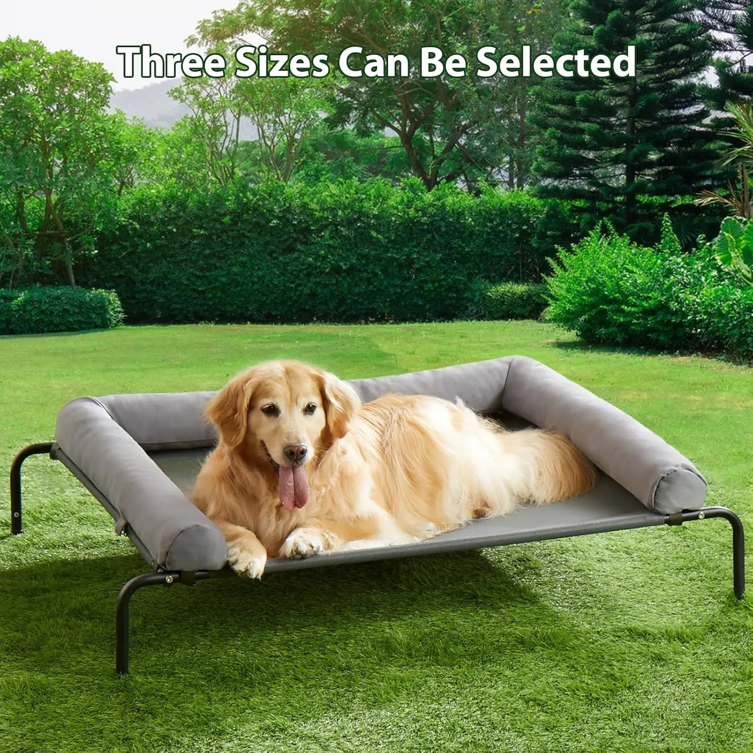 Elevated Cooling Dog Bed for Large Dogs - Waterproof, Breathable Mesh, Durable Portable Pet Cot Indoor Outdoor Grey