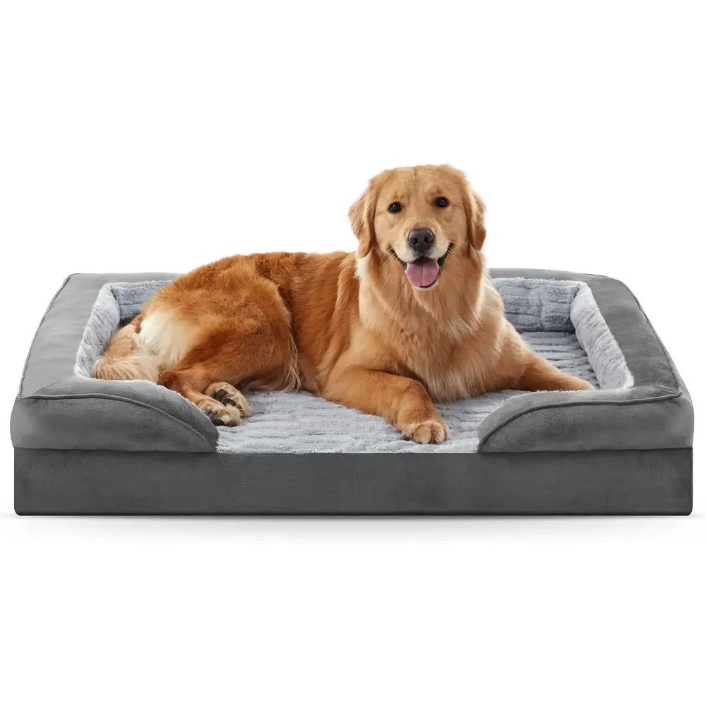 Large Orthopedic Dog Bed XL - Washable, Supportive Egg-Crate Pet Couch with Removable Cover, Waterproof Lining, Nonskid Base