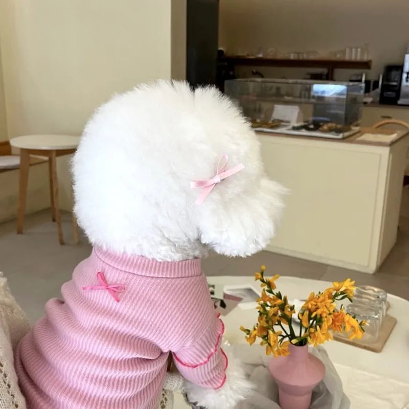 Cute Bow Dog Vest 2025 Dog Clothes Puppy Pullover Summer Pet Clothes Breathable Two-Legged Clothes Solid Color Cat Pet Products