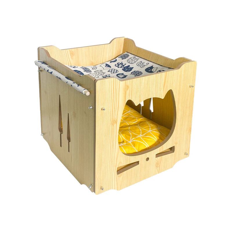 The Luxurious Wooden House Can Be Stacked with Cat Villas, Cat Hammocks, Climbing Features, Special Pet Beds and Pet Supplies
