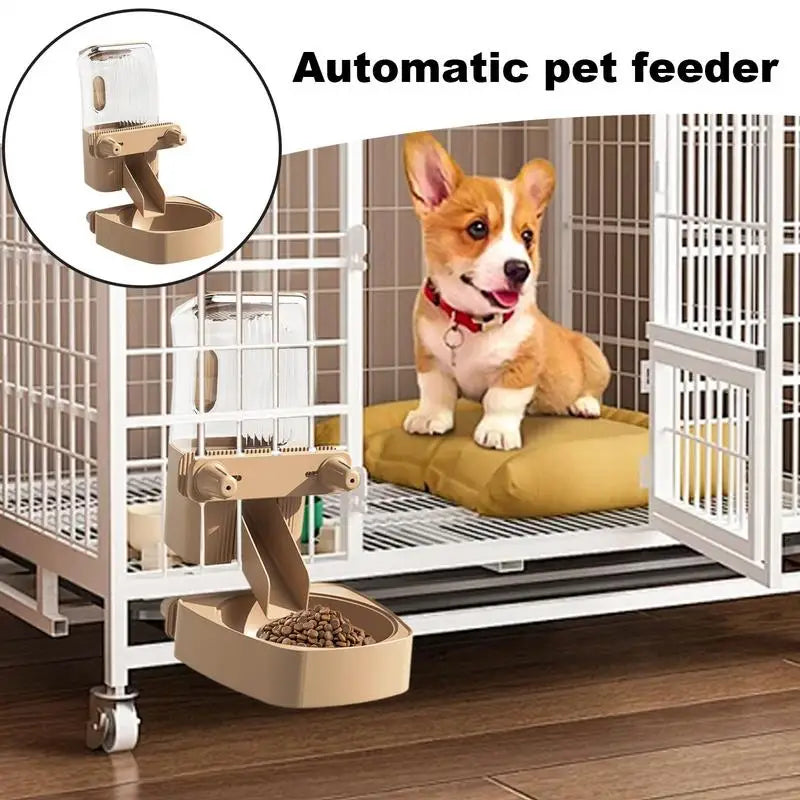 Hangable Automatic Dog Feeder Cage Mounted Automatic Water Bowl Food Dispenser Pet Supplies Large Crate Feeder Dish For Puppy