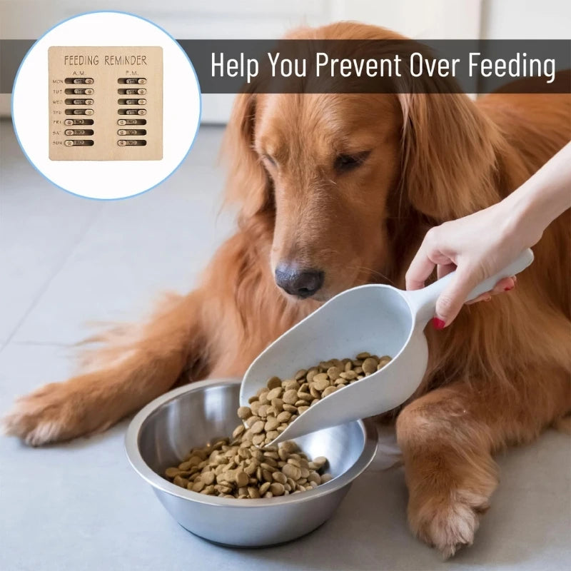 Wooden Pet Feeding Reminder Trackers with AM PM Records Weekly Calendar Sliding Controls For Easy Dog Meal Scheduling